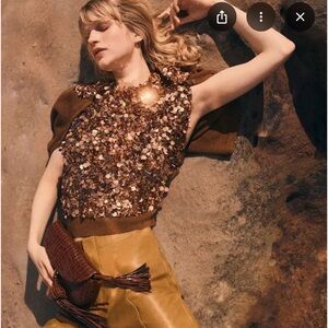 Ulla Johnson Cosima Bronze Sequin embroidered cashmere Sweater